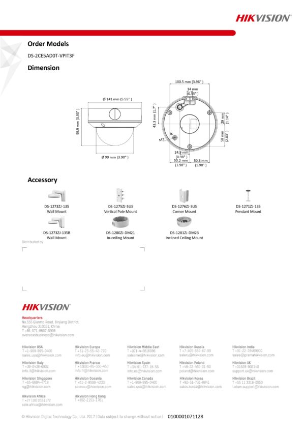 Hikvision Ds Ce Ad T Vpit F Mp Vandal Proof Varifocal Dome Camera