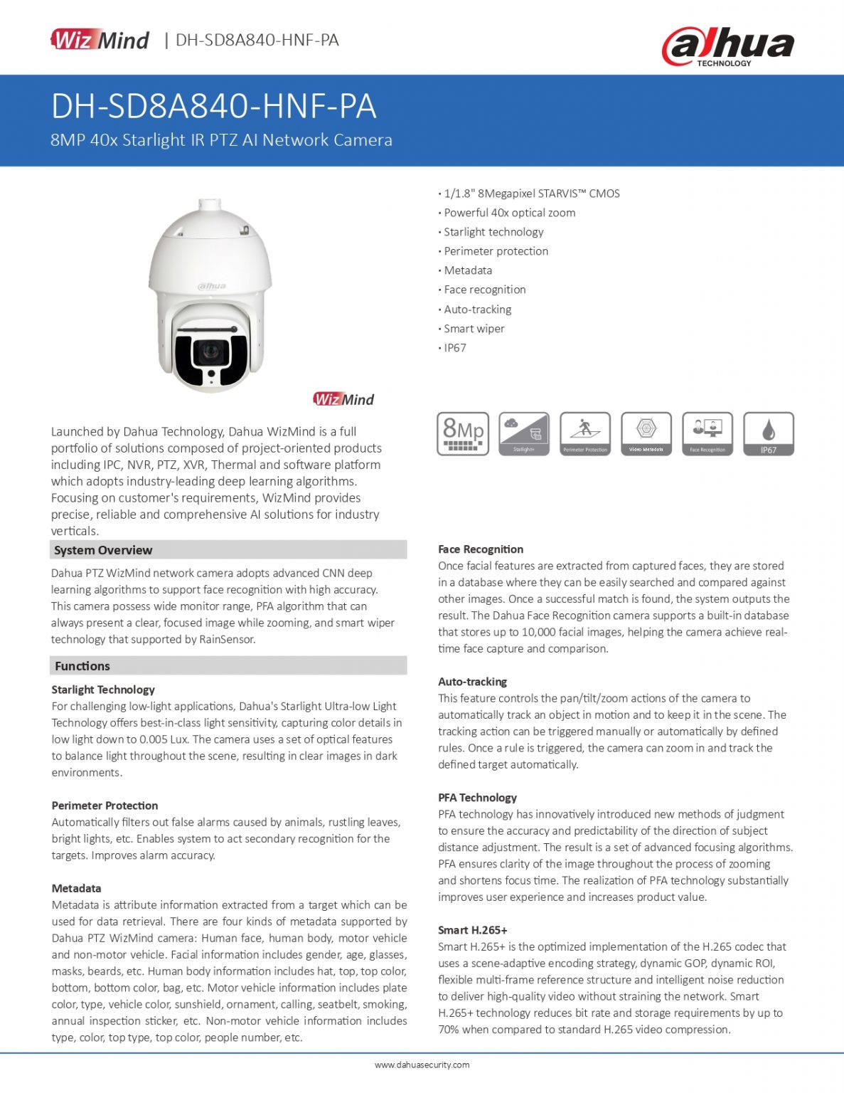 Dahua Sd A Hnf Pa K X Starlight Ir Ptz Ai Network Camera