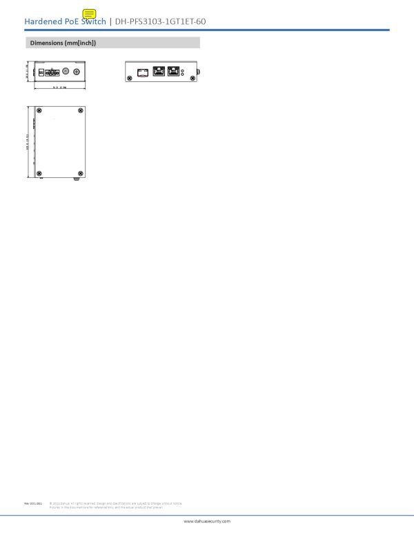 Dahua Pfs Gt Et Port Unmanaged Hardened Switch With Port